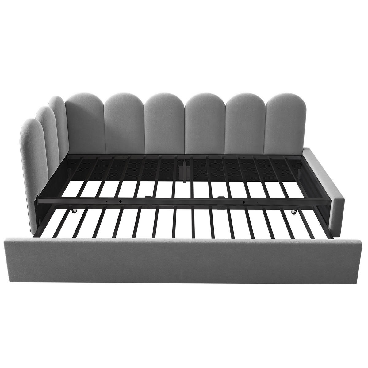 TAGESBETT 90/200 cm Ausziehbett 90/190 cm Samt Grau - Grau, Textil (90/200cm) - OKWISH