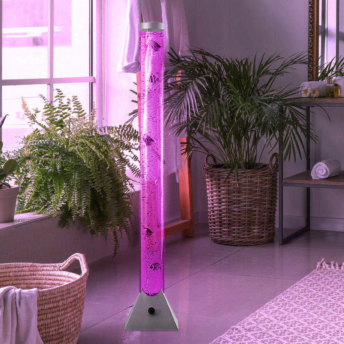 LED STEHLEUCHTE Aqua Bunt - Silberfarben, Kunststoff (22/22/120cm)