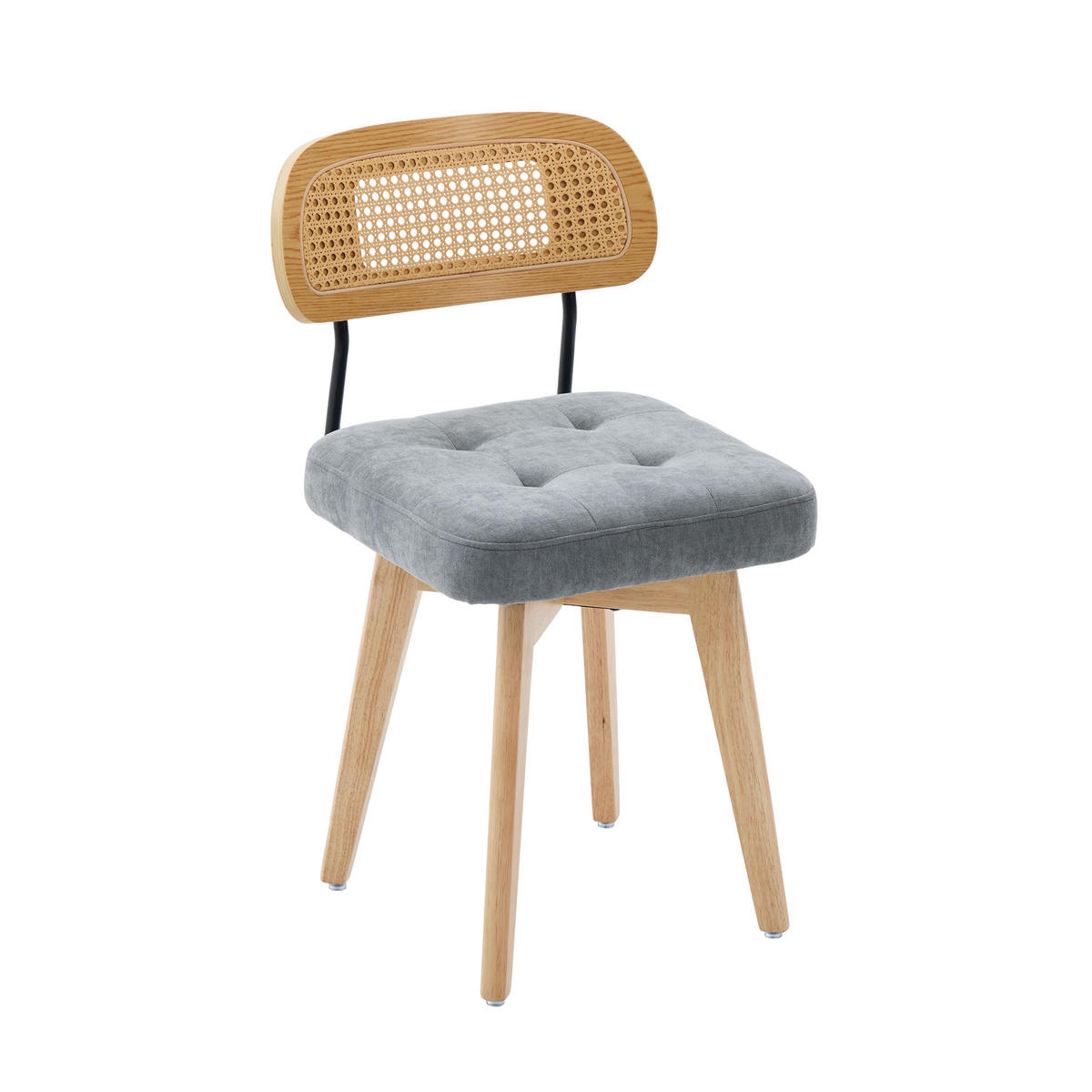 STUHL-SET 2 Stück, 360° drehbar Rattan 360°, DE-42279, Grau - Grau, Metall (50/77/43cm) - ComfortXL