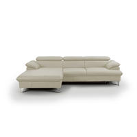 ECKSOFA mit Schlaffunktion und Bettkasten, Echtleder - Chromfarben/Beige, Leder/Holz (254/167cm) - Cotta