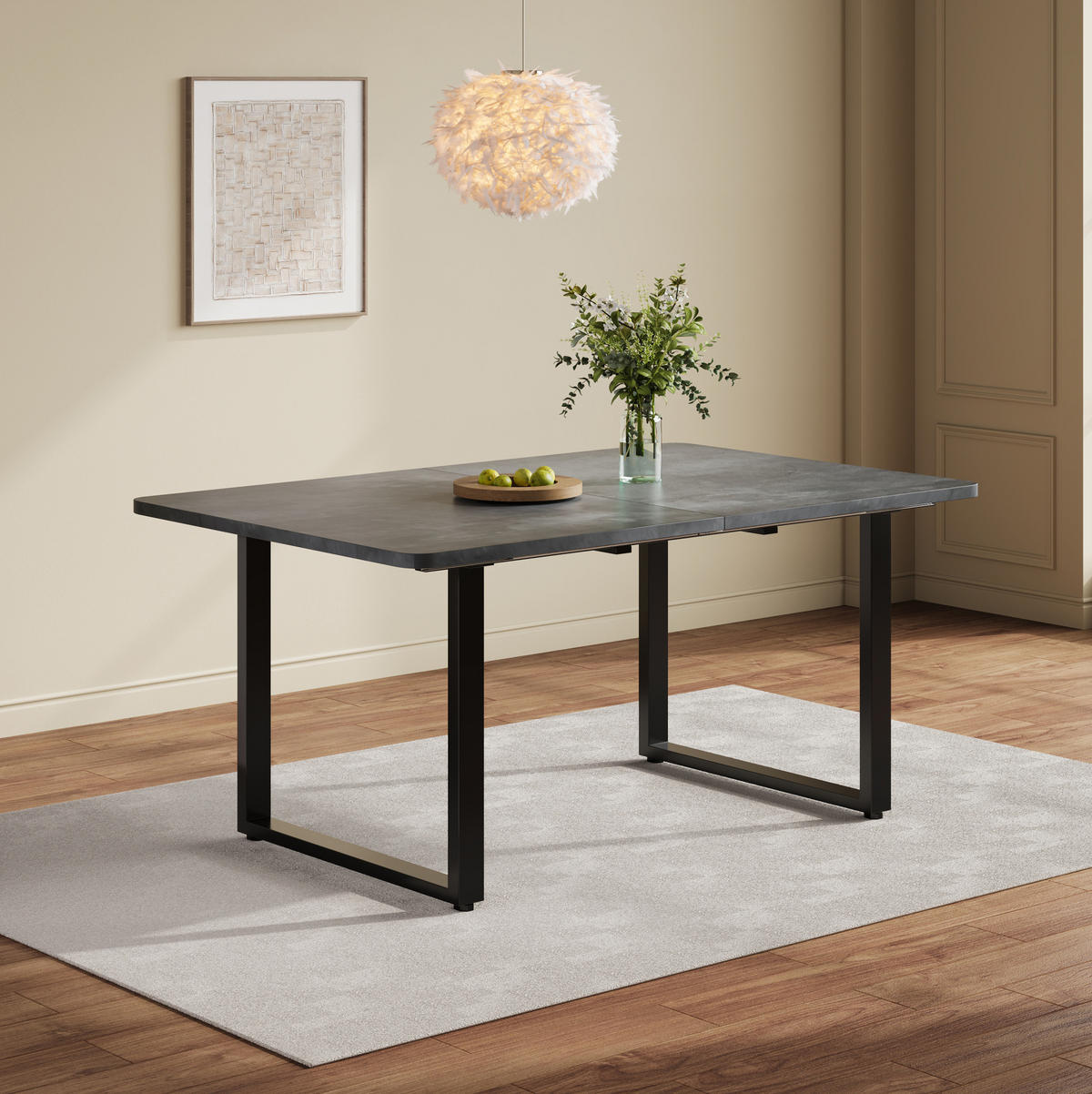 ESSTISCH ausziehbar 140-220 x 80 cm Grau MDF - Grau, Metall (220/80/75cm) - Meubliv