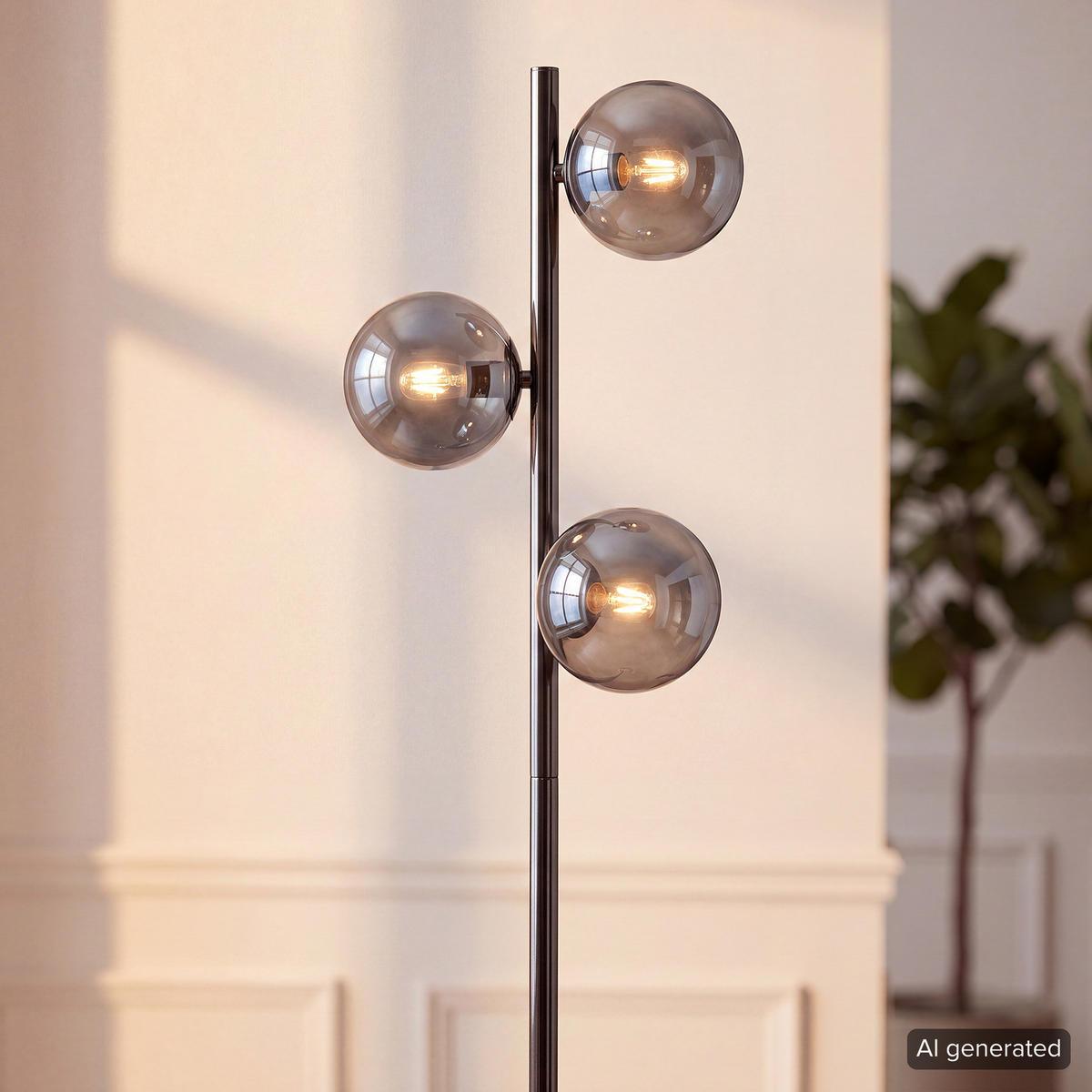 STEHLEUCHTE - Metall - Grau, Glas/Metall (28/28/153cm) - home24