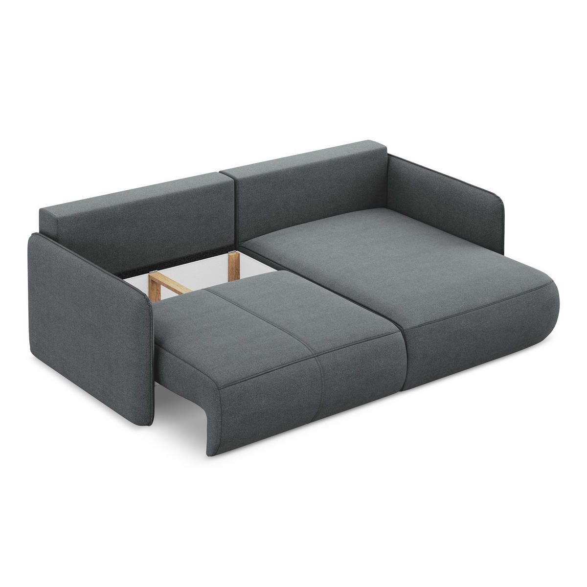 ECKSOFA mit Schlaffunktion Strukturstoff Stoff Grau - Schwarz/Grau, Kunststoff/Textil (207/148cm) - LaMiaSofa