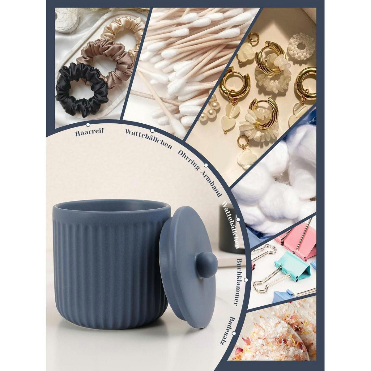 BADEZIMMER Set 4-teilig Keramik Blau - Blau, Keramik (9/14.5/14.5cm)