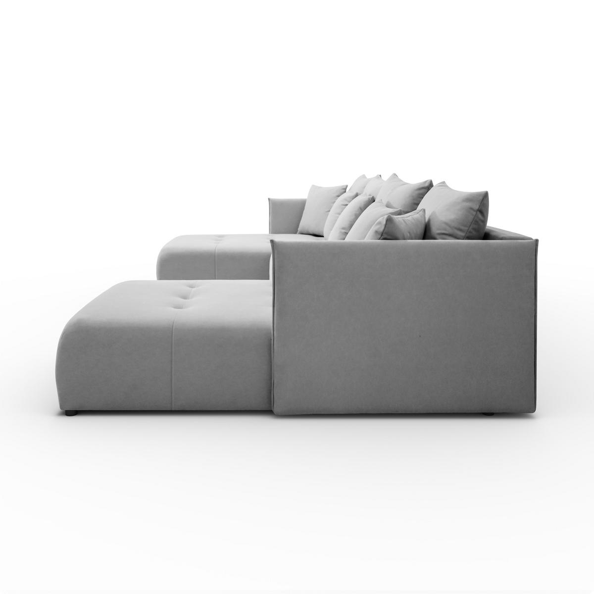 ECKSOFA Sofa U-Form Couch U form Hannover Stoff Castel Hellgrau - Hellgrau, Holz (348/188cm) - Kaiser Möbel