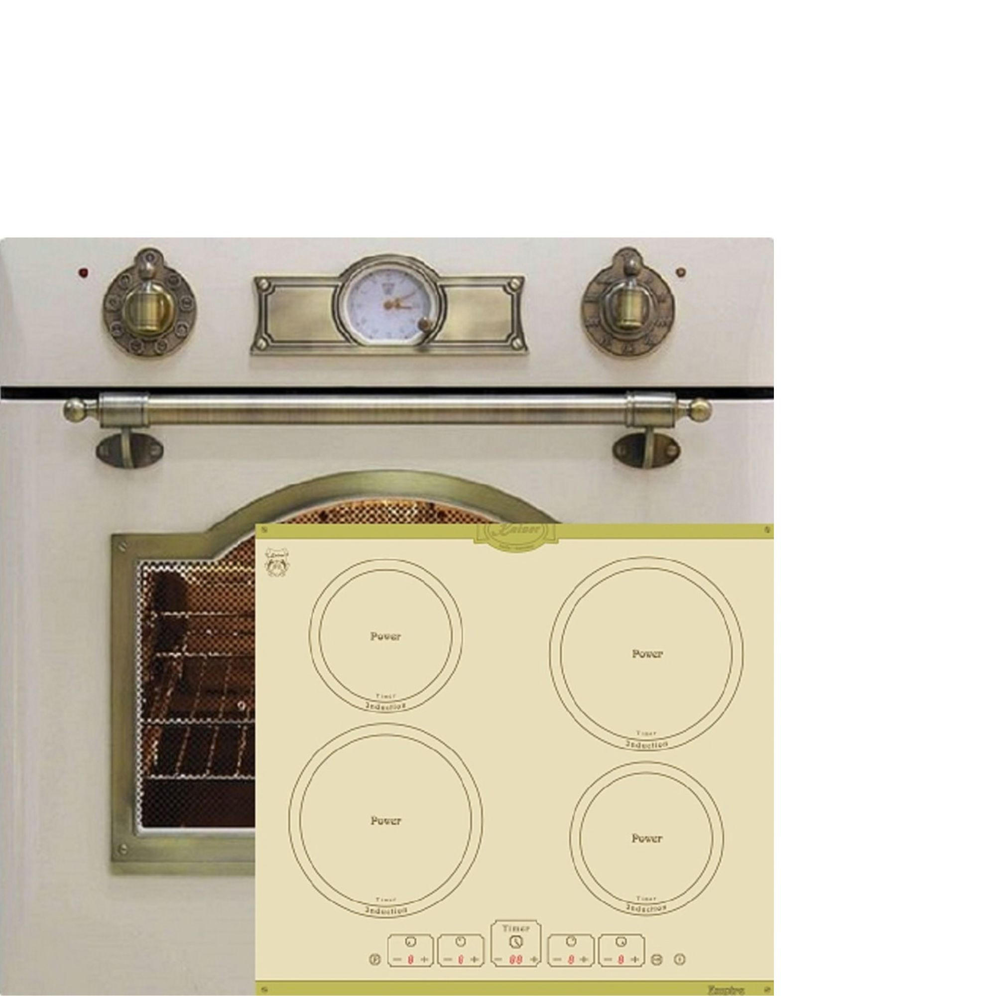 BACKOFEN-SET Elektro Backofen 60 cm EH 6355 ElfEm+KCT 6195 IElfEm Induktionskochfeld Autark 60 cm - Creme, Metall (59.4/59.4/57.5cm) - Kaiser Küchengeräte