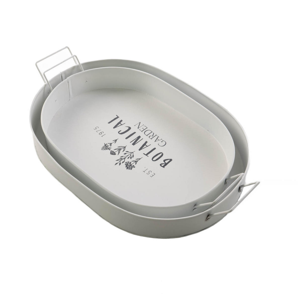 SERVIERTABLETT Botanical 2er-Set - Weiß, Metall (29/5.5/40cm)