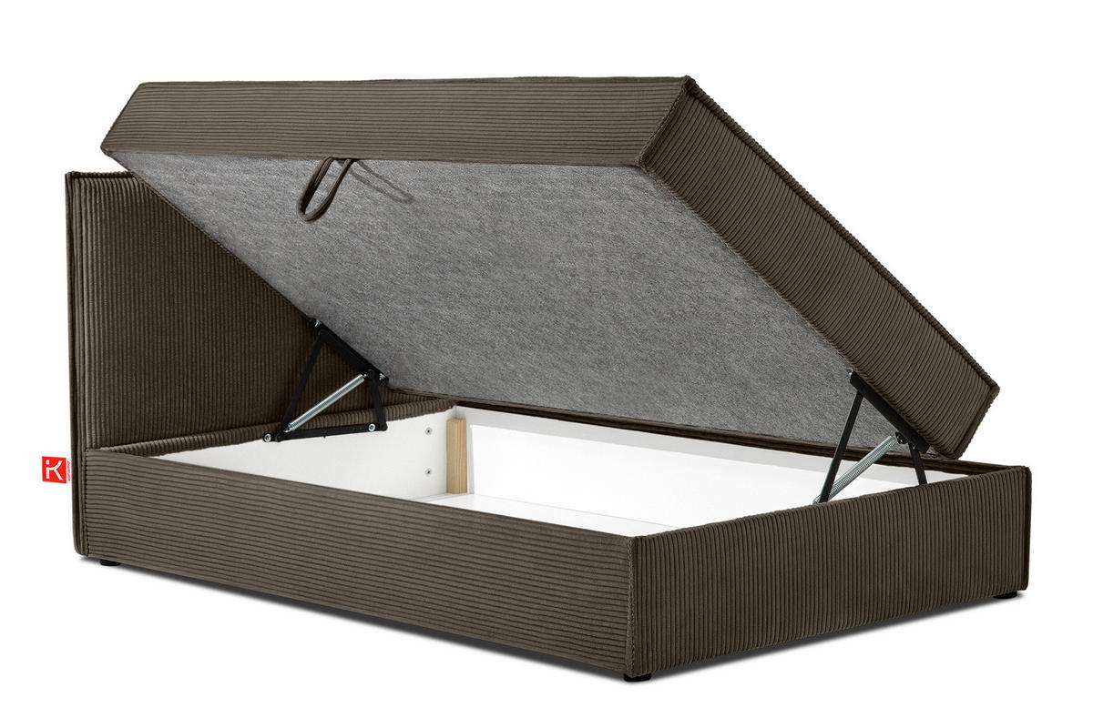 BOXSPRINGBETT ROTI Einzelbett, braun - Schwarz/Braun, Holz/Holzwerkstoff (80/200cm) - KONSIMO®