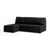 ECKSOFA DOMIRA Schwarz Plüsch-Stoff mit Schlaffunktion - Schwarz, Holz (200/141cm) - MASSENO