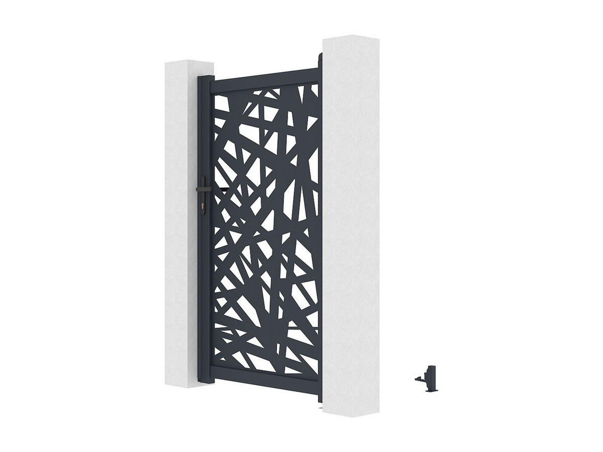 EINGANGSTOR - 103 cm x 4.6 cm - metall - anthrazitgrau Natafo - Anthrazit, Metall (103/176cm) - Vente-Unique