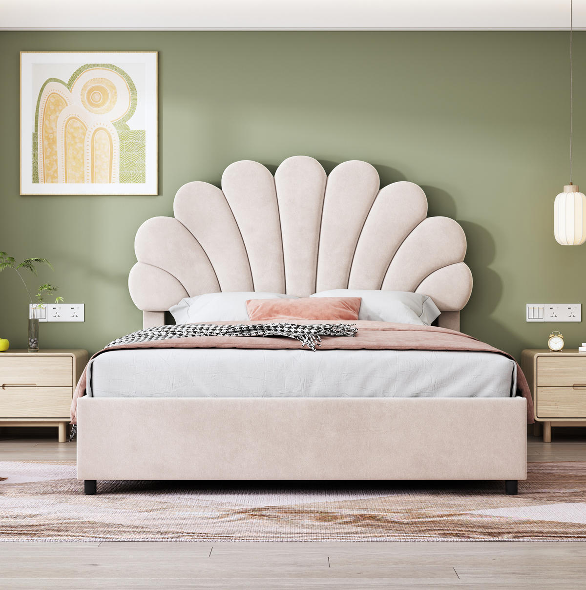 POLSTERBETT mit Stauraum 140x200 cm Samt Beige - Beige, Metall (140/200cm) - Meubliv