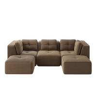 WOHNLANDSCHAFT Braun 297/177/69 cm 3-Sitzer Modular mit Hocker - Braun, Textil (297/69/177cm) - PANGIVO