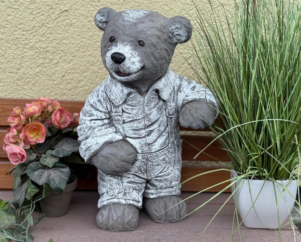 STEINFIGUR Teddy Leopold, frostfest, XL Format - Grau, Stein (29/45/27cm) - stoneandstyle
