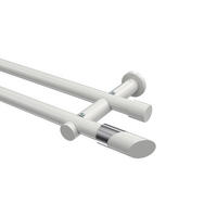 GARDINENSTANGEN-SET Platon Verano 100 cm, 2-läufig (ohne Ringe), 20 mm Ø Weiß - Chromfarben/Weiß, Metall (100cm) - INTERDECO