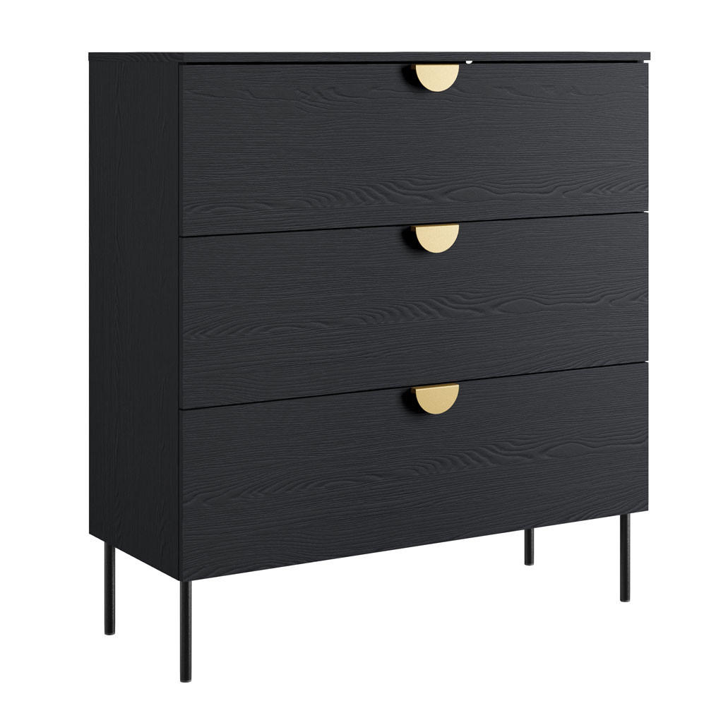 KOMMODE Mond anthrazit 100 / 40 / 107cm - Anthrazit/Goldfarben, Holz/Holzwerkstoff (100/107/40cm) - Feldmann-Wohnen