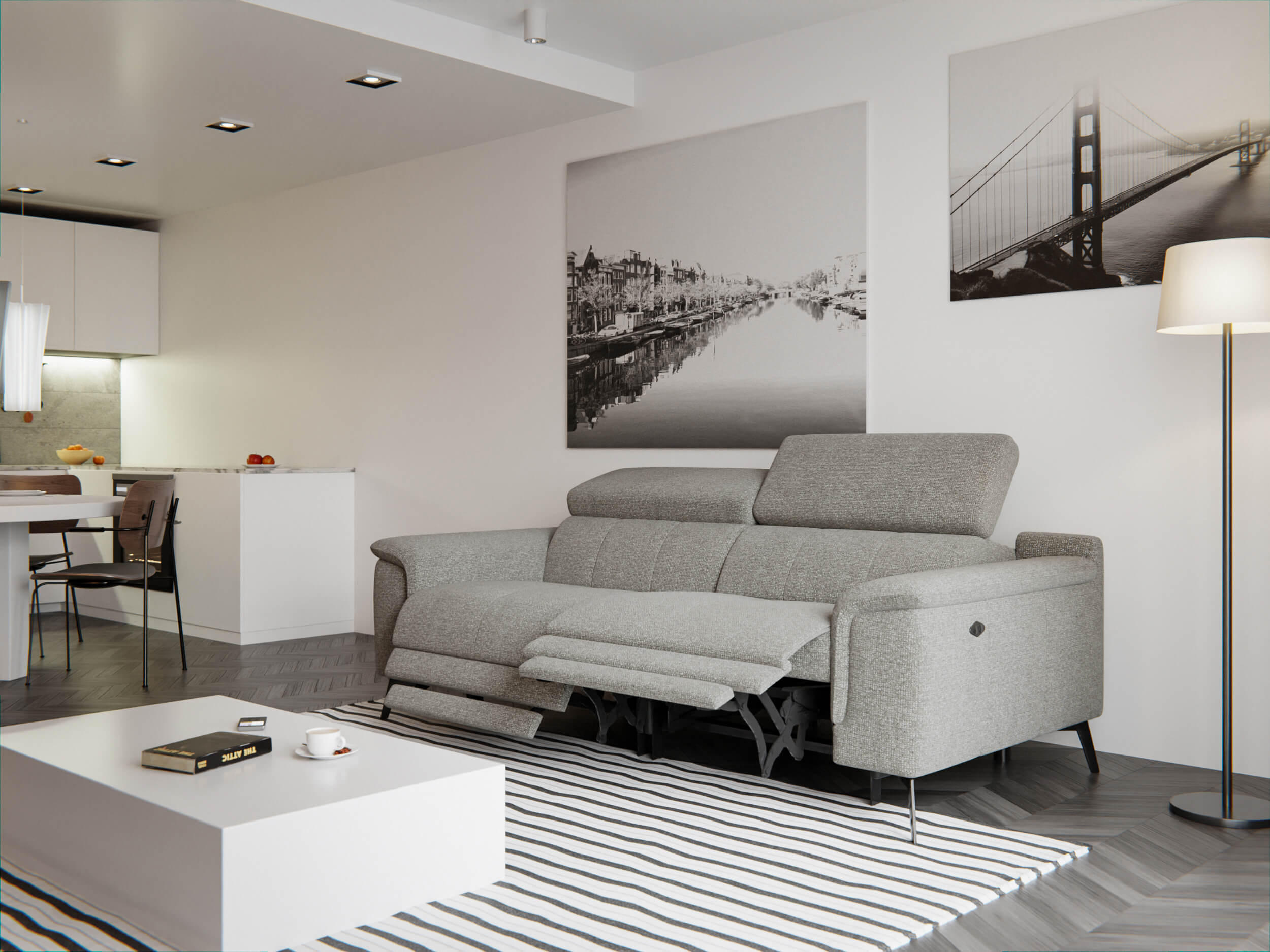 Thumbnail - Relaxsofa, Taupe, Textil, Rechteckig, 212x82x103 cm, Wohnzimmer, Sofas & Couches, Sofas, Heimkino Sofas