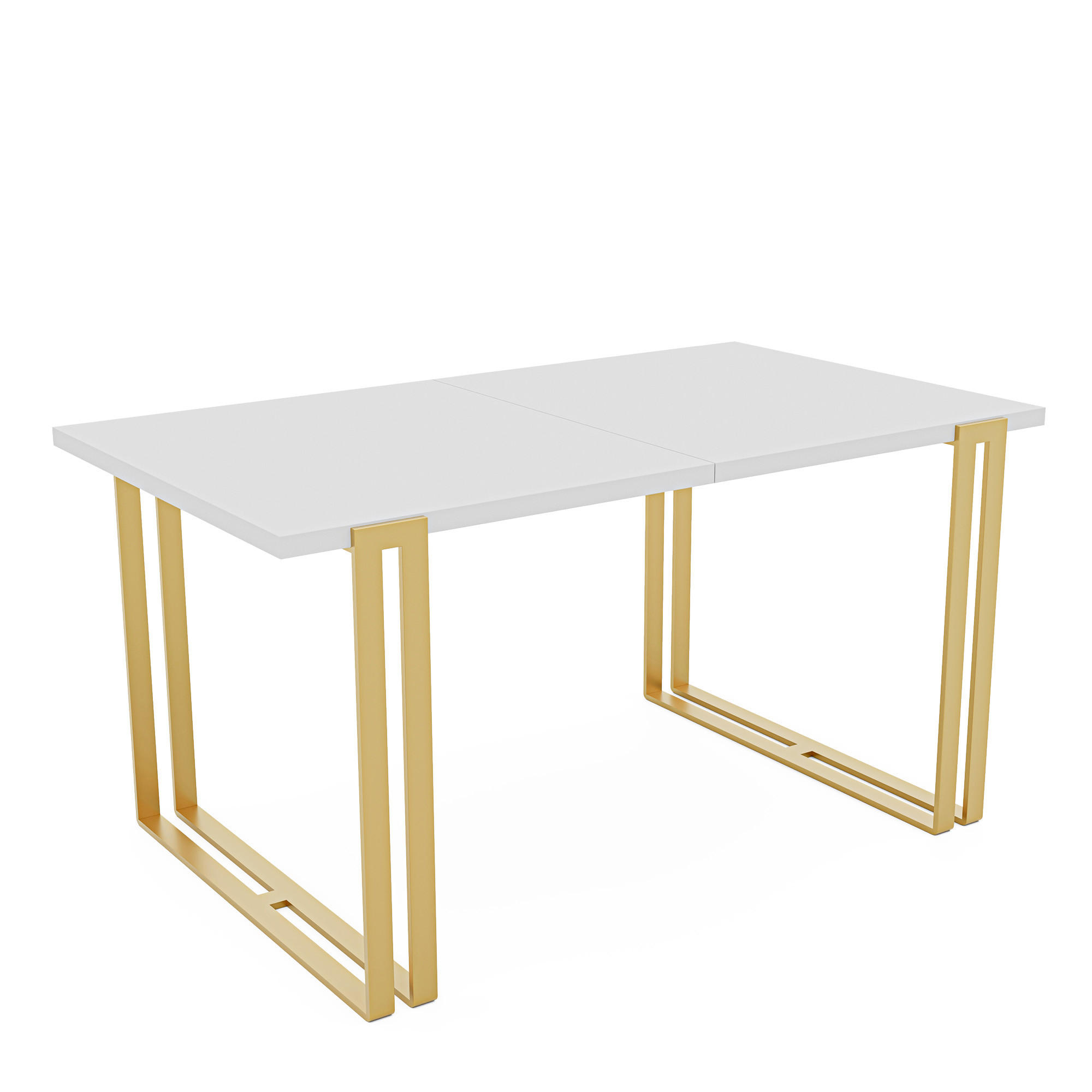 TISCH ausziehbar aus MDF, Weiß - Goldfarben/Weiß, Holzwerkstoff (160/80/76cm) - Idohome