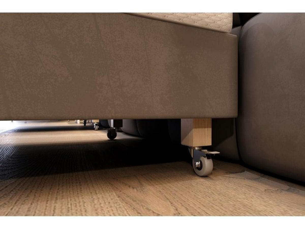 BETT für Hotel DUBAJ 70 x 200 cm, Polsterbett mit Rädern, Taschenmatratze, Einzelbett, 1 Stück, Grau - Grau, Holz/Buchenholz (70/200cm) - Trada