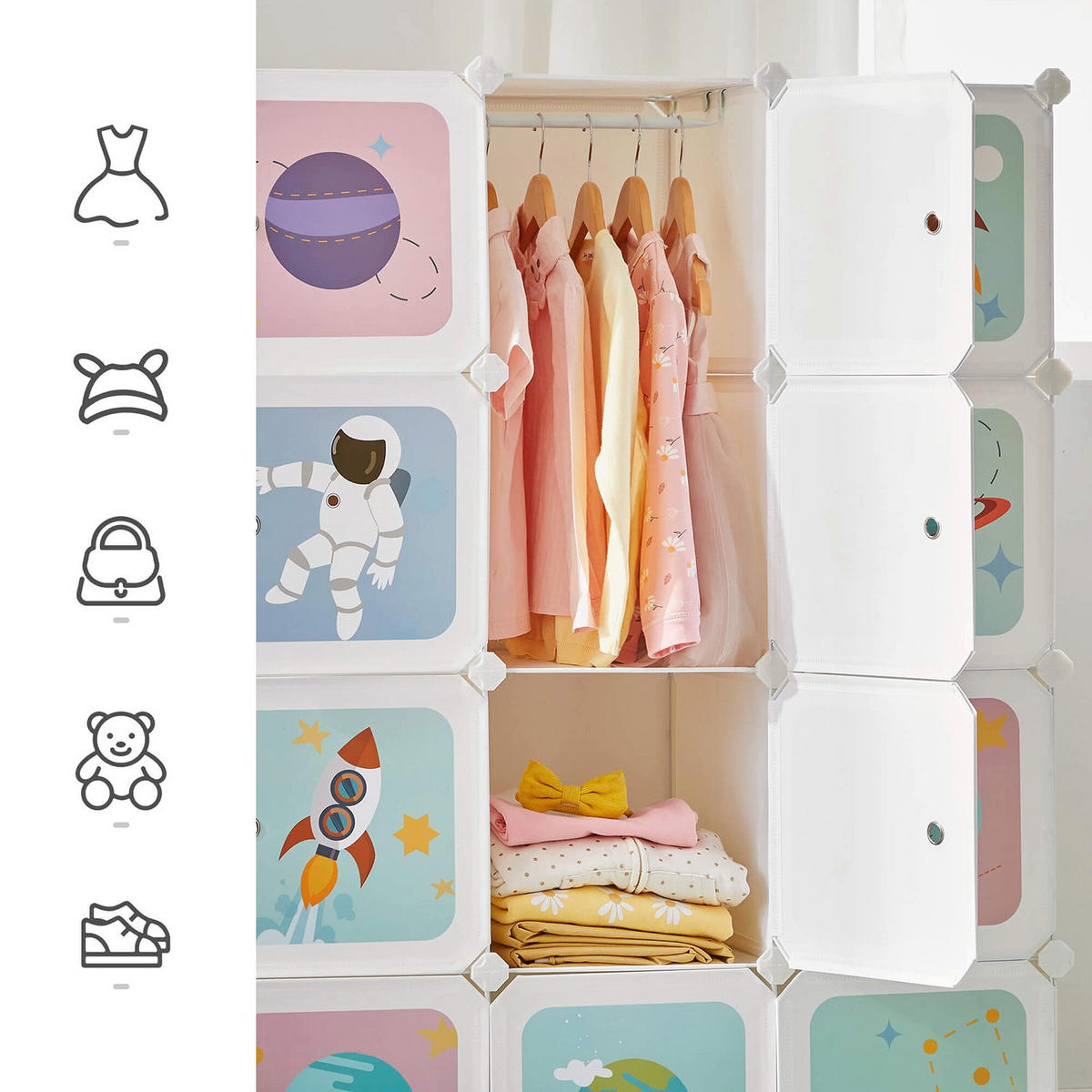 STECKREGAL REGALSYSTEM FÜR KINDER - Weiß, Kunststoff (41/123/123cm) - Hansiro
