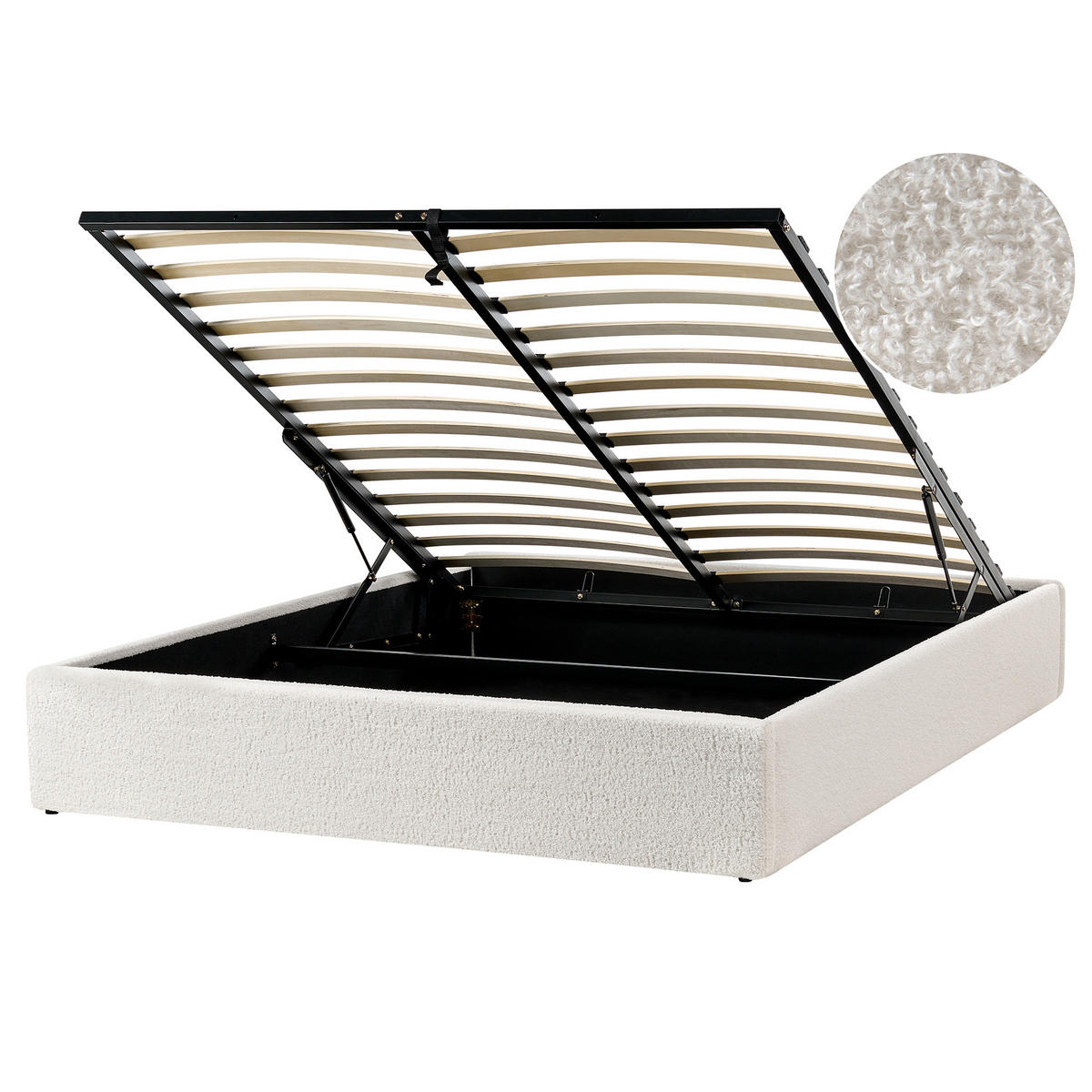 BETT mit Stauraum 160/200 cm Cremeweiß Dinan - Weiß, Textil (160/200cm) - Beliani