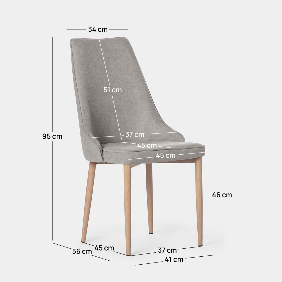 ESSZIMMERSTUHL Agnes Grau 45 cm x 95 cm 4er-Set - Grau, Textil (45/95/65cm) - Klast Home