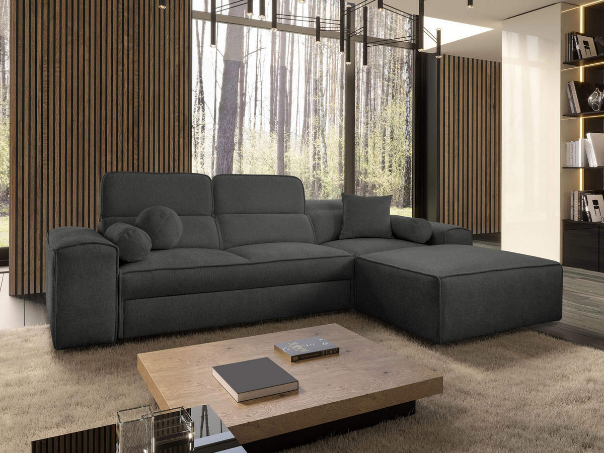 ECKSCHLAFSOFA Vito I, Seite: Rechts - Anthrazit, Holz/Textil (276/187cm) - MIRJAN24