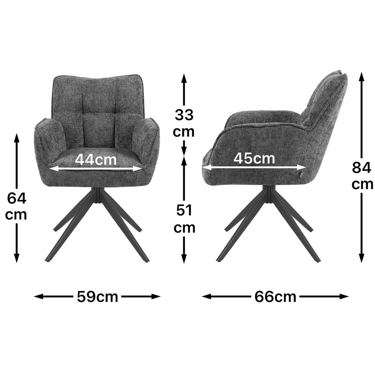DREHSTUHL Mika-Enya - Schwarz/Grau, Textil/Metall (59/84/66cm) - DUBI Möbel