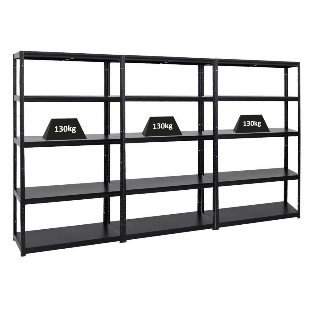 SCHWERLASTREGAL Steel Eagle 3er-Set mit 3x 180x100x40 cm Fachlast 130 kg Schwarz - Schwarz, Metall (300/180/40cm) - PROREGAL