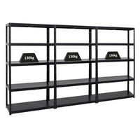 SCHWERLASTREGAL Steel Eagle 3er-Set mit 3x 180x100x40 cm Fachlast 130 kg Schwarz - Schwarz, Metall (300/180/40cm) - PROREGAL