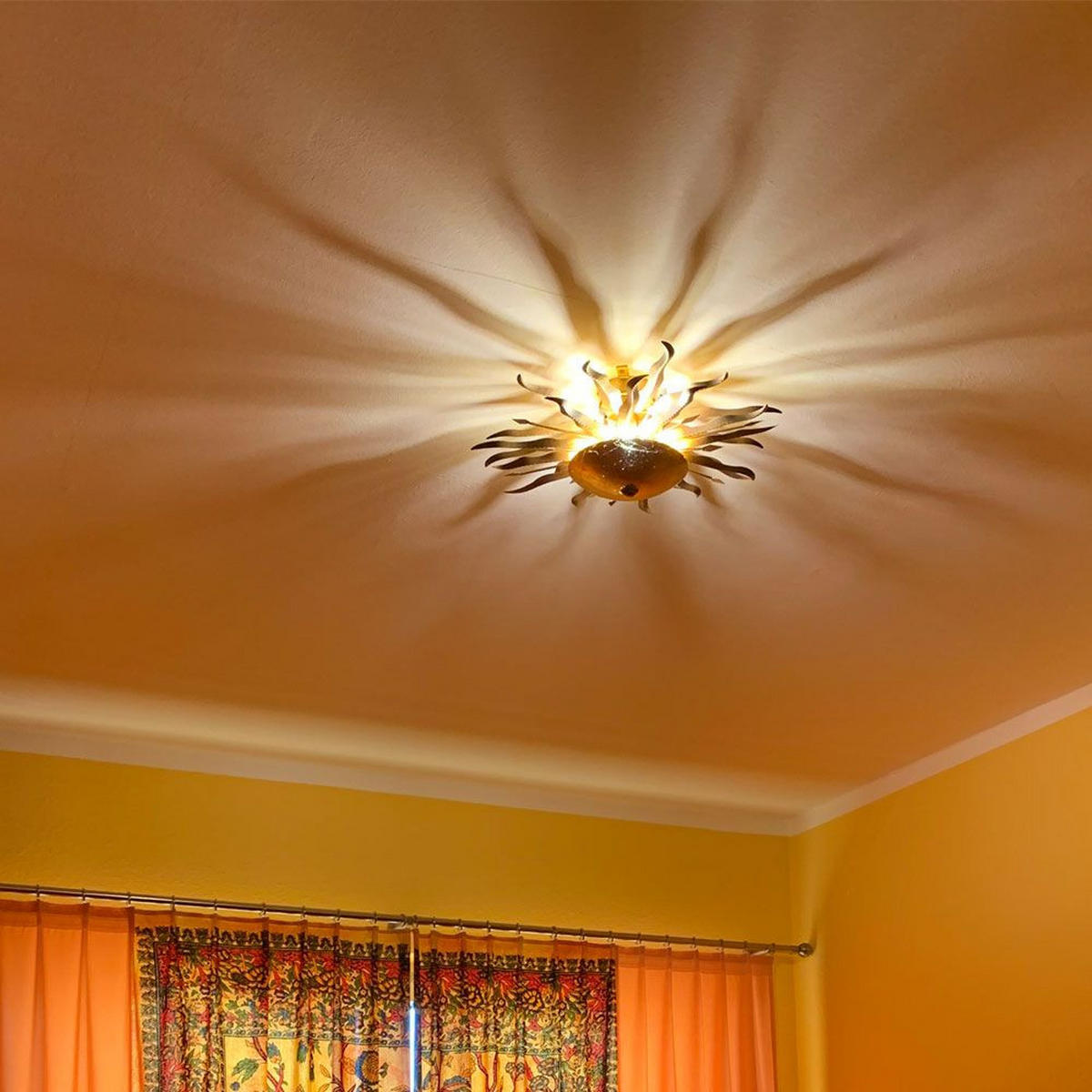 WAND-/DECKENLAMPE Diator XL handgeschmiedete Sonne Rost- & Goldfarben - Goldfarben, Metall (65/65/15cm) - s.luce