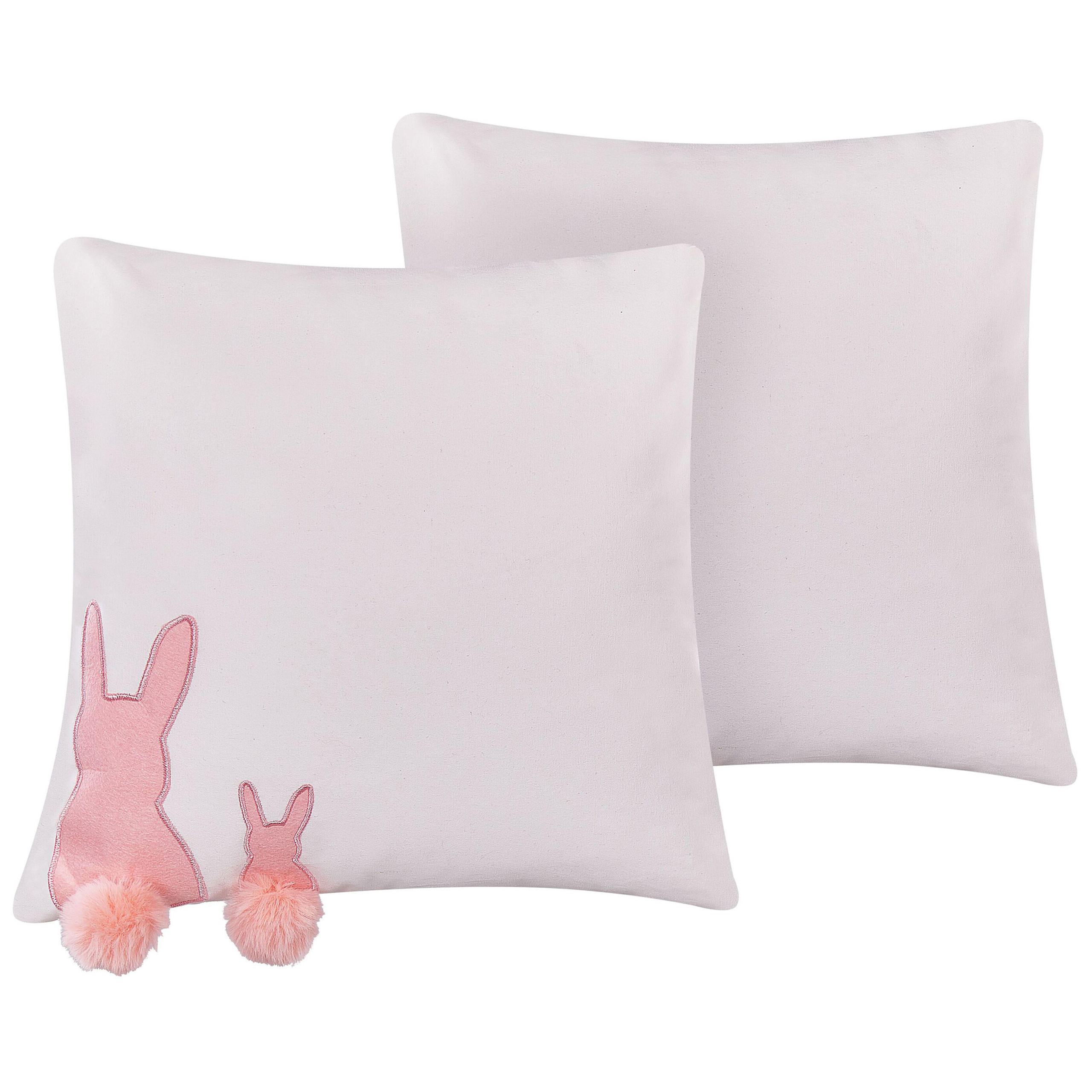 DEKOKISSEN 2er-Set Weiß 45/45 cm Phlox - Weiß, Naturmaterialen/Textil (45/45cm) - Beliani