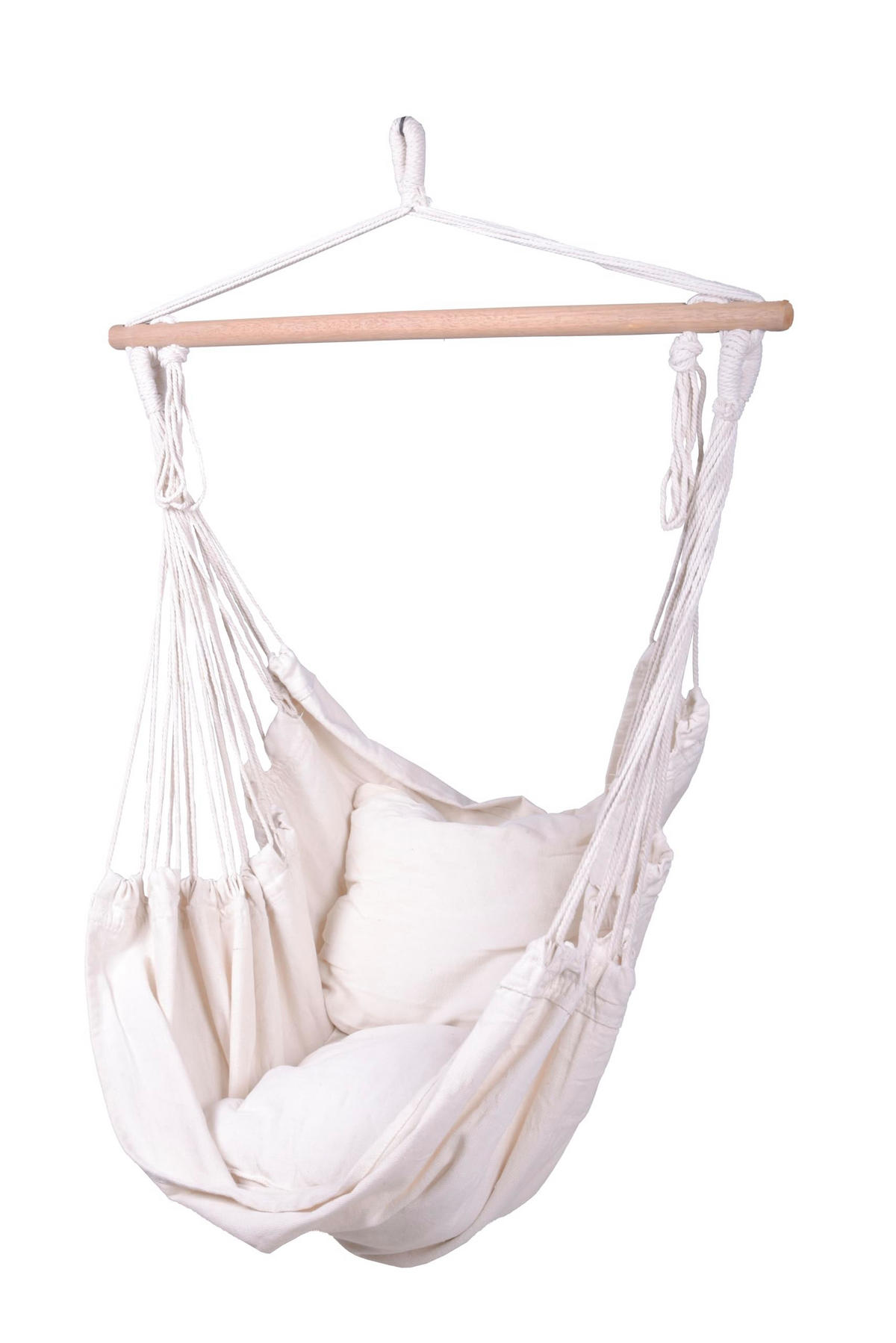 HÄNGESESSEL Mainz mit 2 Kissen Weiß Hängesitz - Weiß, Holz (90/120/65cm) - DELUKE