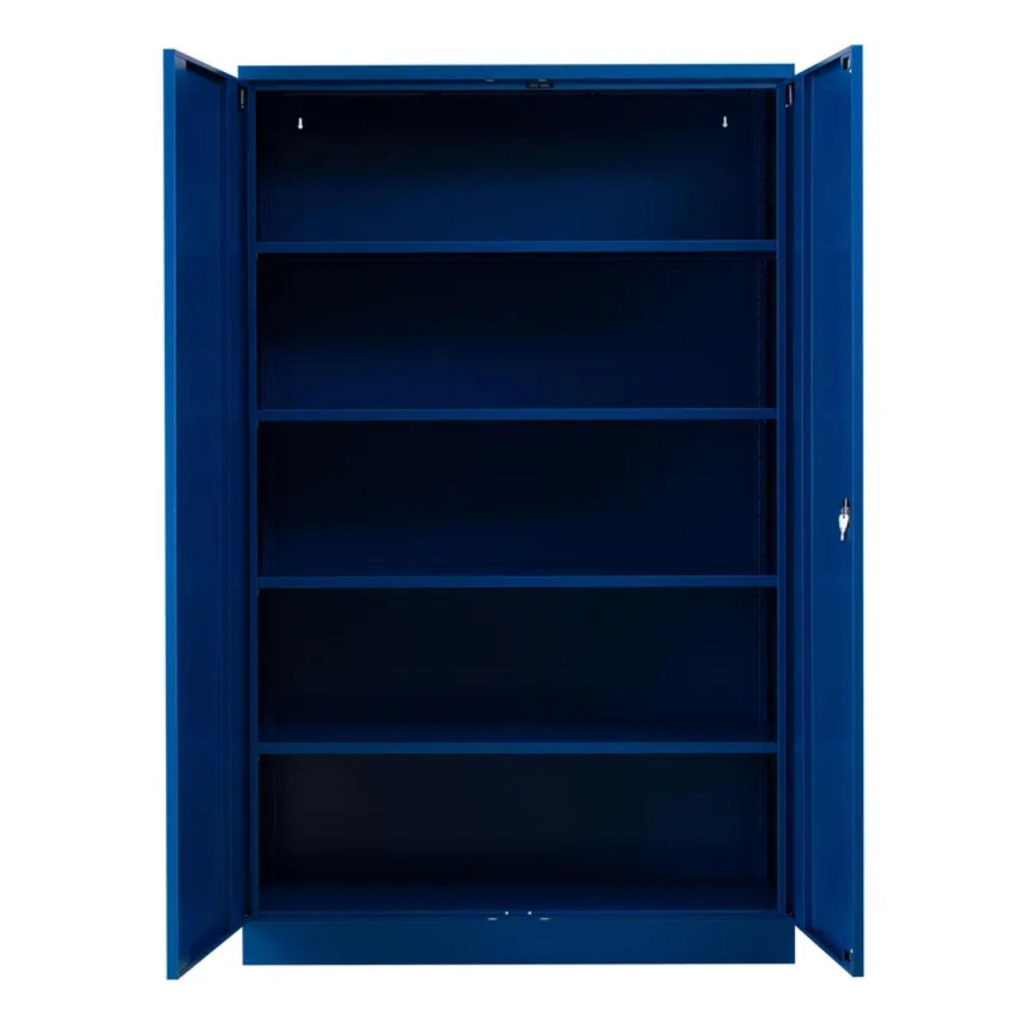 STAHLSCHRANK Bee mit 7 lackierten Fachböden 195x120x42 cm Korpusfarbe Enzianblau Frontfarbe Enzianblau - Blau, Metall (120/195/42cm)