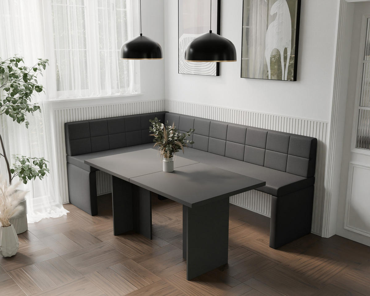 ECKBANK links MELVIN Kunstleder, 142/196 cm Anthrazit - Anthrazit, Holz/Kunststoff (142/196cm) - Idohome