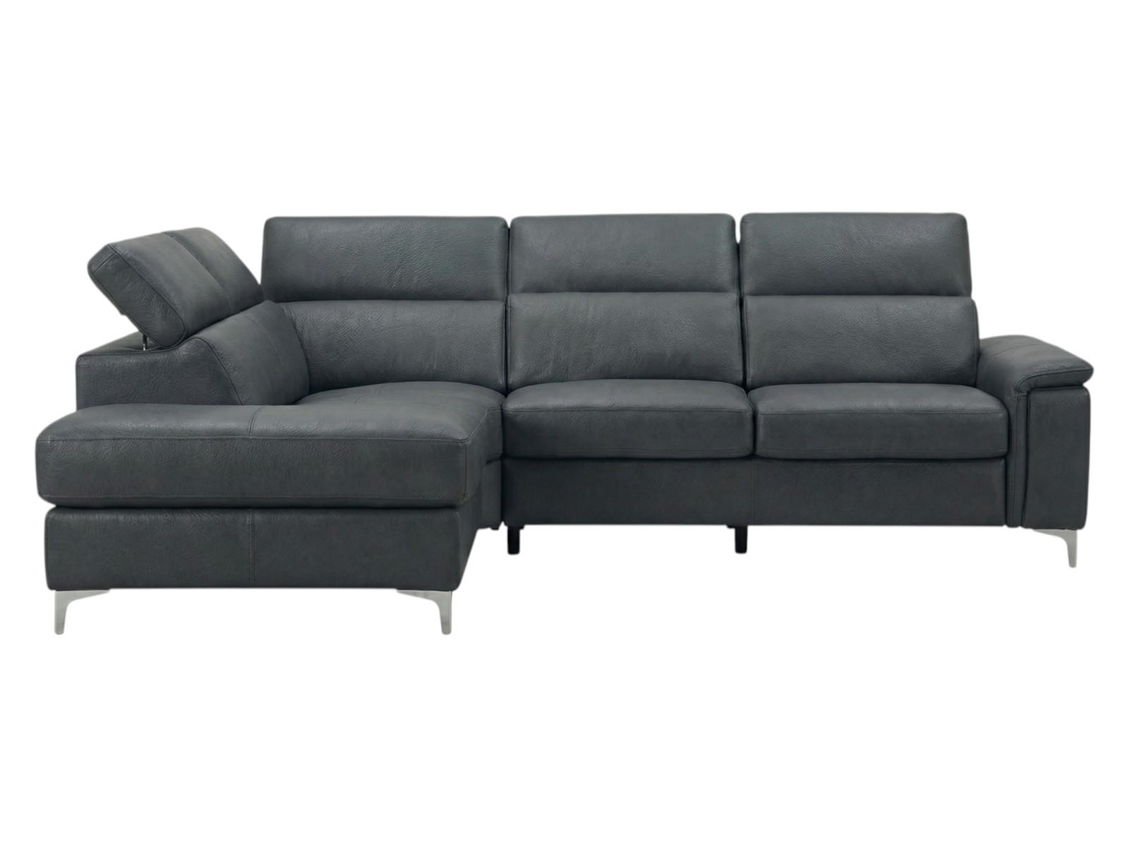 ECKSOFA Avenger Echtleder Anthrazit - Anthrazit, Leder/Metall (224/81/271cm)