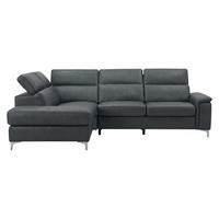 ECKSOFA Avenger Echtleder Anthrazit - Anthrazit, Leder/Metall (224/81/271cm)