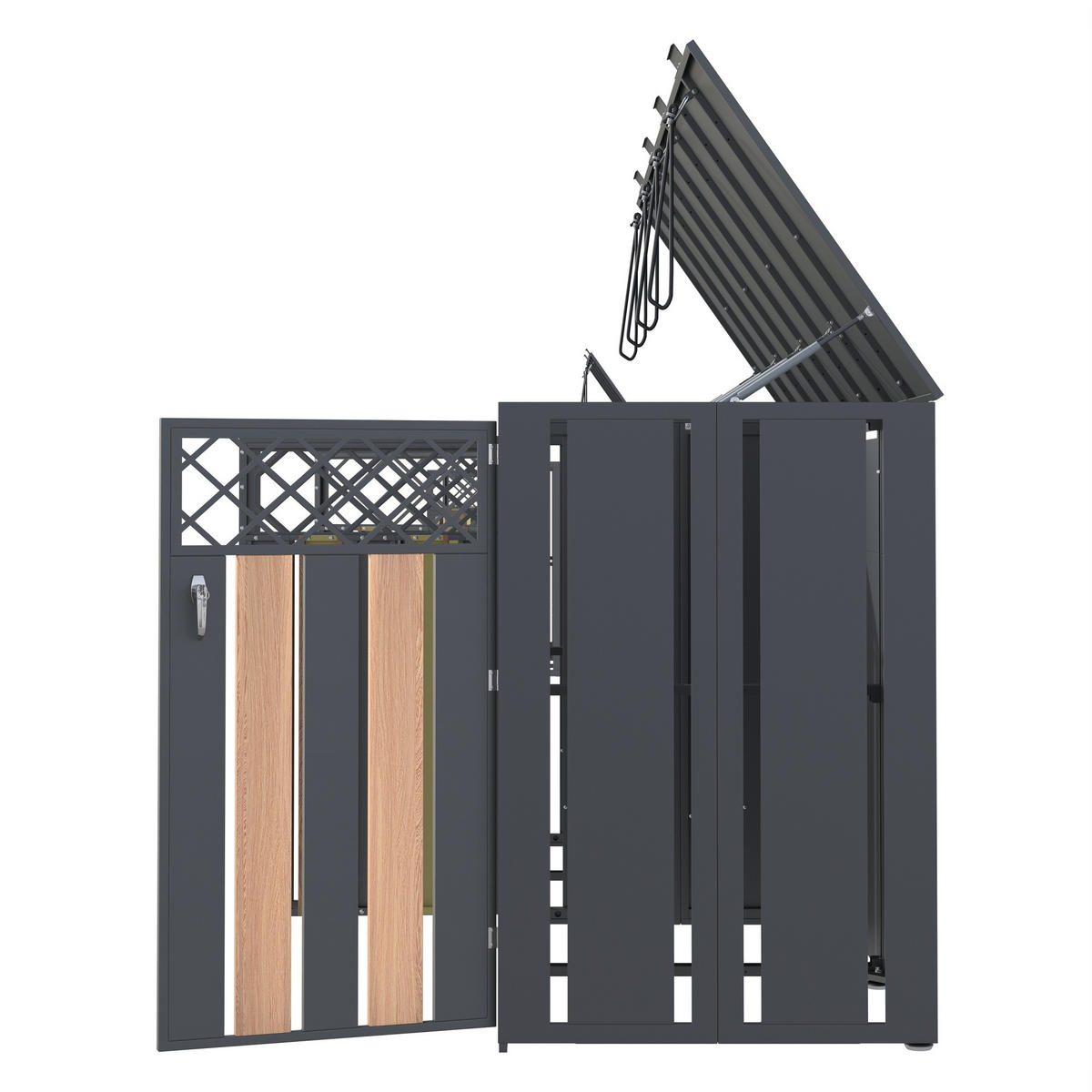 MÜLLTONNENBOX 2 Türen abschließbar Klappdeckel Lüftung - Multicolor, Metall (160/249/264cm) - FLIEKS