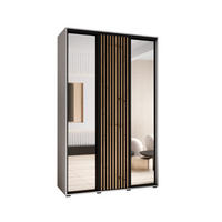 SCHWEBETÜRENSCHRANK 205,2/150/60 3-türig - Schwarz/Weiß, Holz/Metall (150/205.2/60cm) - Abiks Möbel