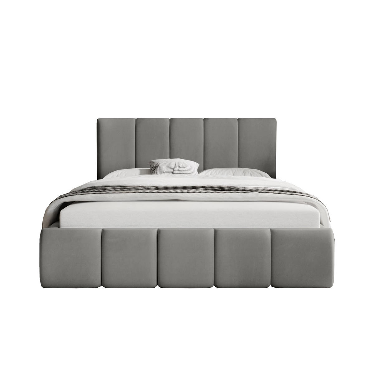POLSTERBETT mit Kopfstütze Buchel 160x200 cm, Grau - Grau, Textil (160/200cm) - Fedve