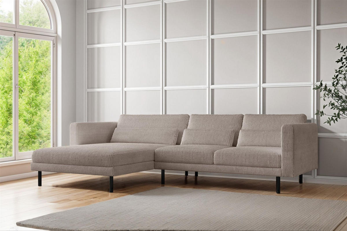 ECKSOFA Agada In Poso - Beige, Holzwerkstoff/Textil (281/174cm) - Fun Möbel