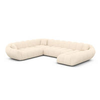 WOHNLANDSCHAFT Liva Creme Strukturstoff U-Form XXL Rechts - Creme, Textil (258/70/323cm) - VAROYAL
