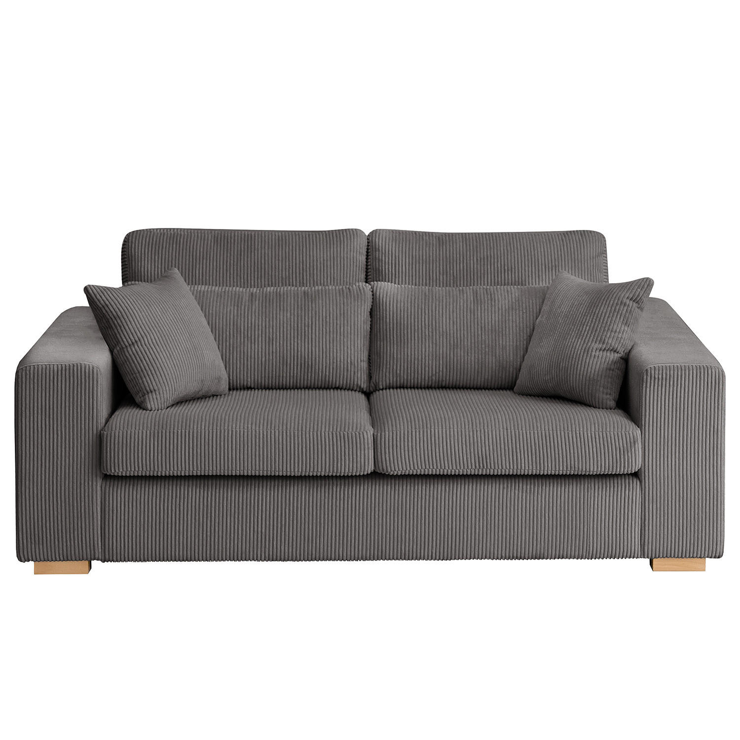 2,5-SITZER SOFA - Buchefarben/Grau, Holz/Buchenholz (194/85/104cm) - home24