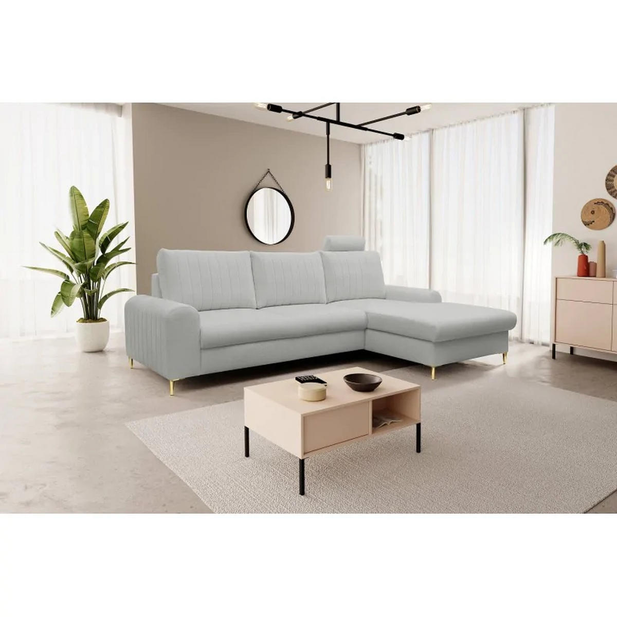 ECKSOFA Popiel Mango Mit Schlaffunktion Rechts - Grau, Textil (251/164cm) - Sepro Meble