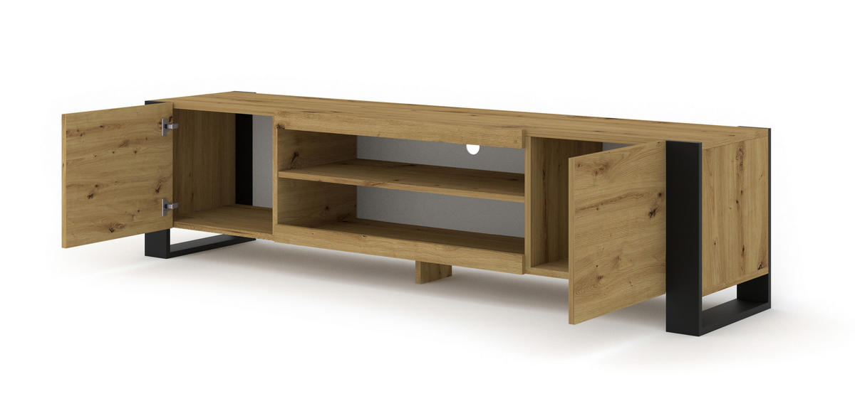 TV LOWBOARD Artisan, Schwarz 188/47/40 - Schwarz, Holzwerkstoff (188/47/40cm) - RAUMHIRSCH FURNITURE