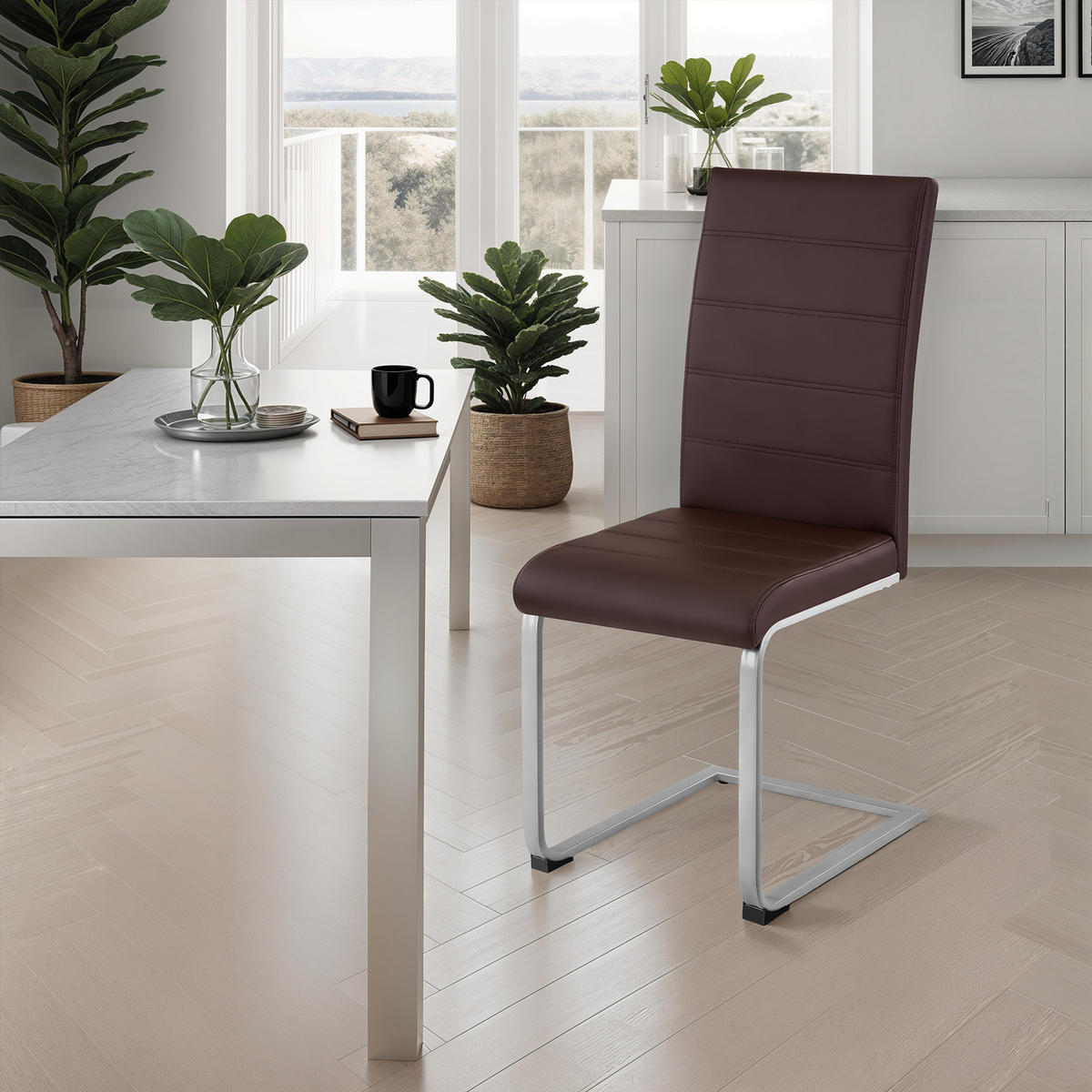 SCHWINGSTUHL 8er Set Bettina 41 x 52 x 99 cm braun - Braun, Textil (52/99/41cm) - tectake