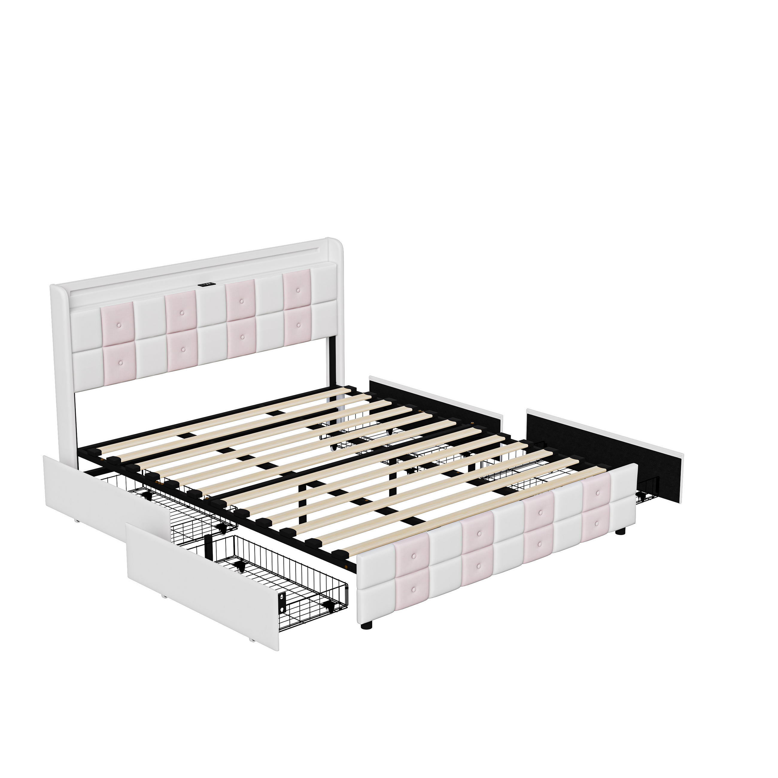 POLSTERBETT 160x200 cm LED USB Stauraum Lattenrost weiß - Weiß, Holz (160/200cm) - LEBENLANG