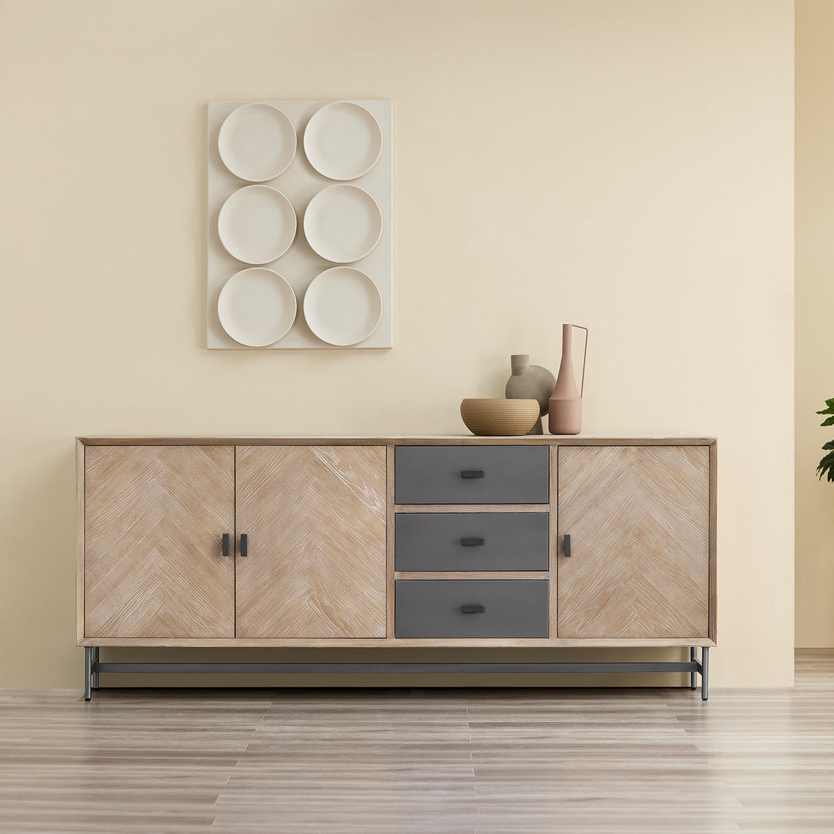 SIDEBOARD Natur - Naturfarben, Holzwerkstoff (200/81.5/40.6cm) - SoBuy