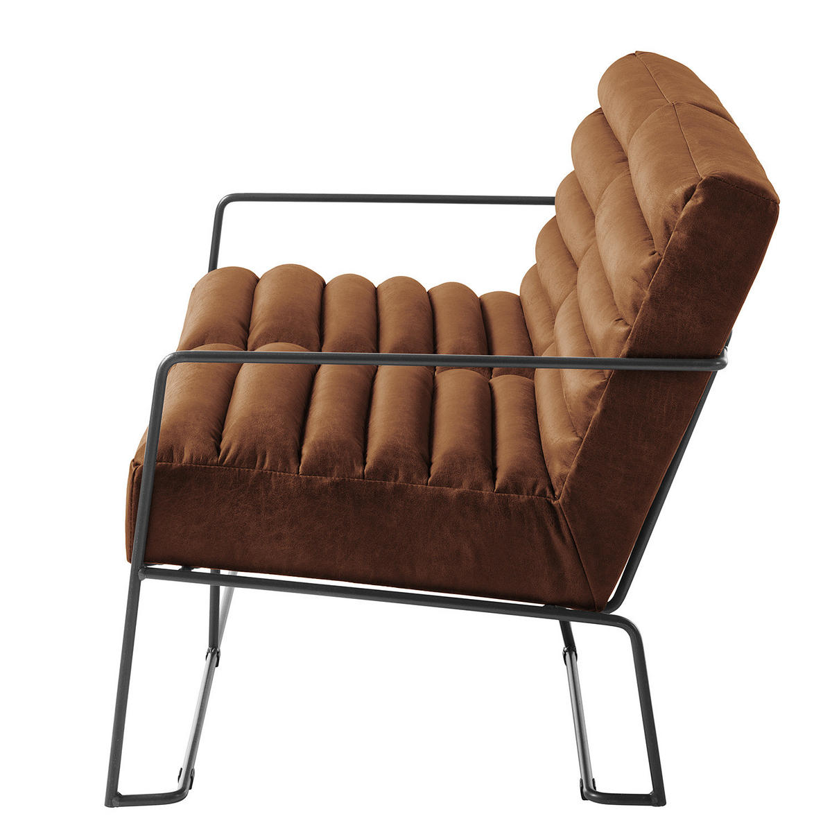 2-SITZER SOFA - Antiklederlook - Braun, Textil (121/81/78cm) - home24