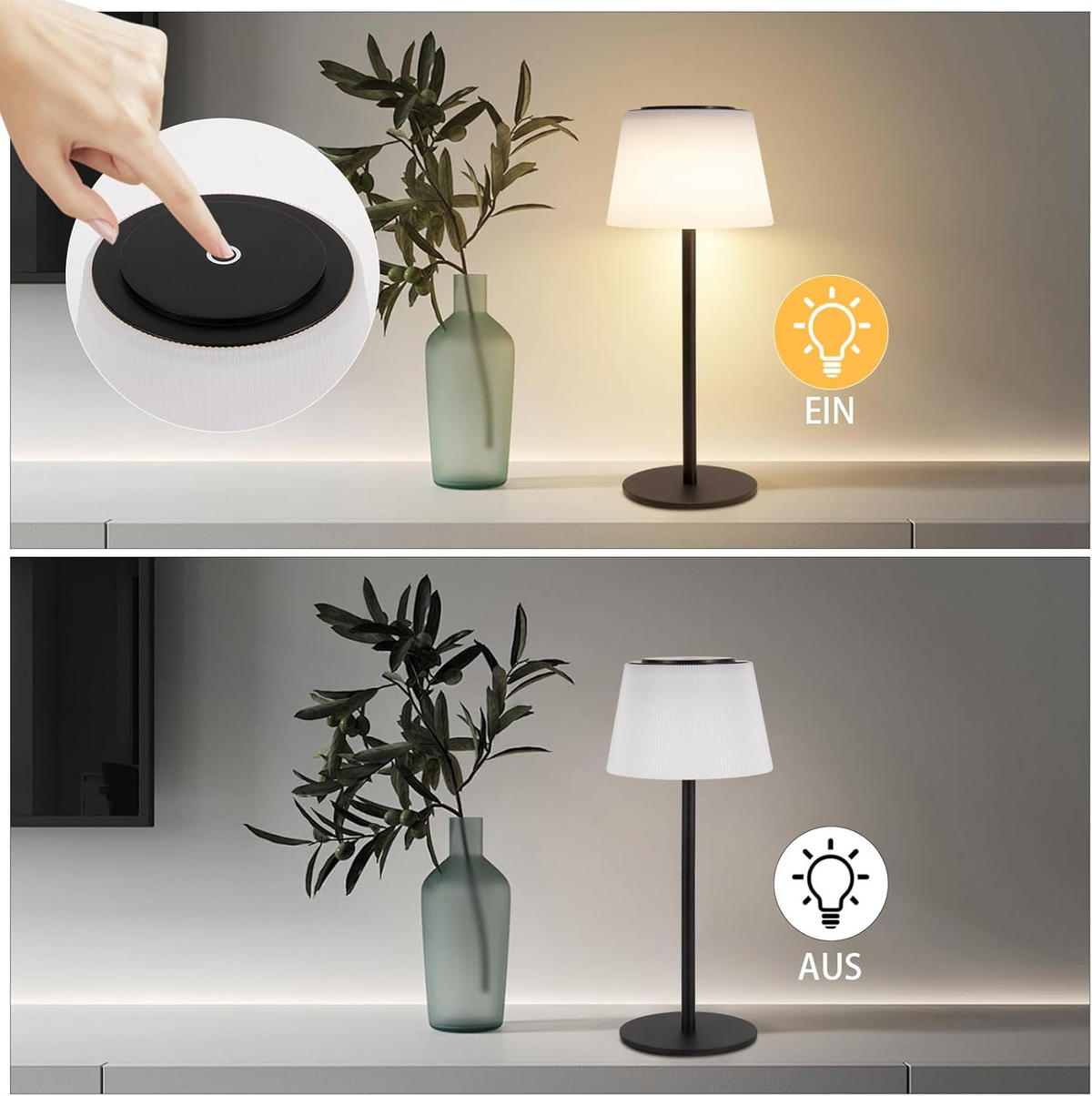 TISCHLEUCHTE Strahldel 13/30.5/13 cm - Schwarz, Metall (13/13/30.5cm) - ZMH