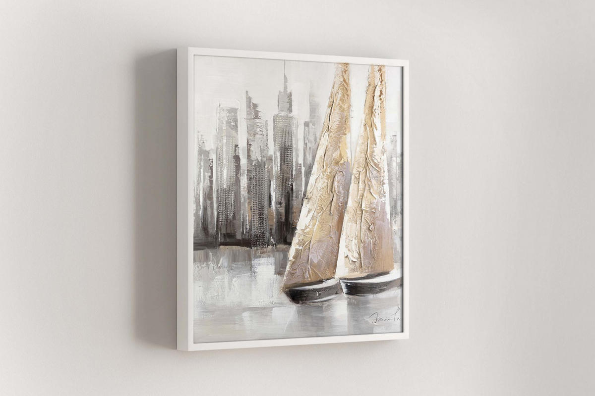 ÖLGEMÄLDE 80/80 cm - Grau, Holz/Textil (80/80cm) - KUNSTLOFT